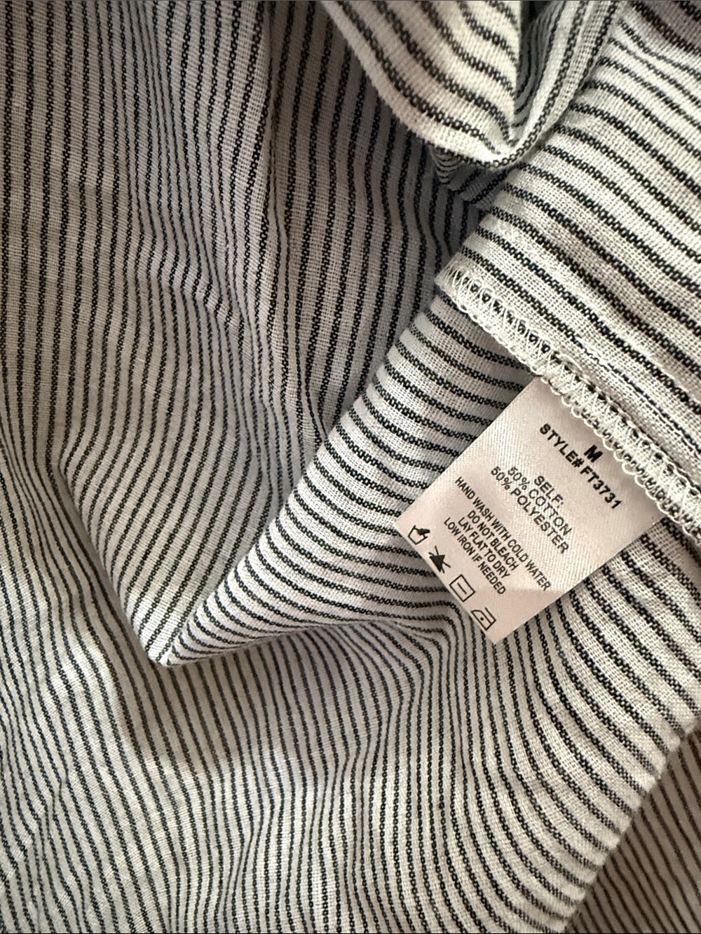 Final Touch Women's Striped Button-Down Shirt — White and Gray - Picture 3 of 4